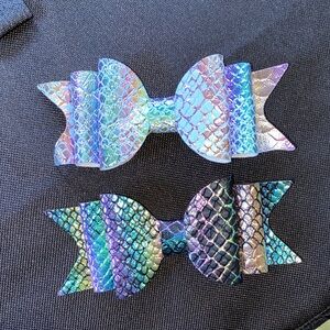Two Colorful Mermaid Scale Hair Bows
